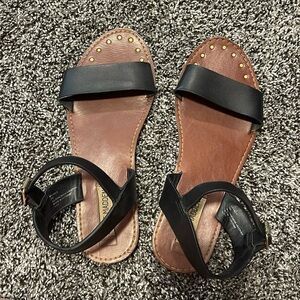 Steve Madden Black Embellished Ankle Strap Sandals